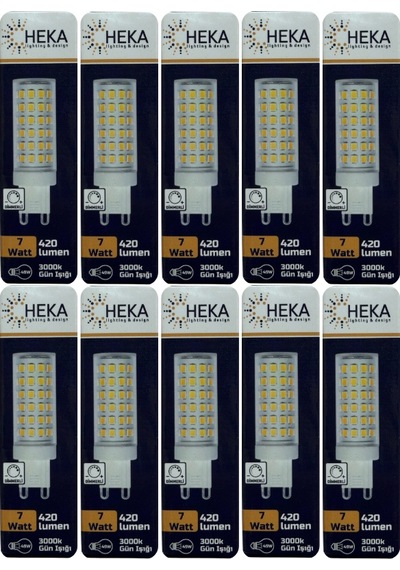 10 Adet Heka 7w 49w 3000k Gün Işığı G9 Duylu Dim Edilebilir Led Kapsül Ampul
