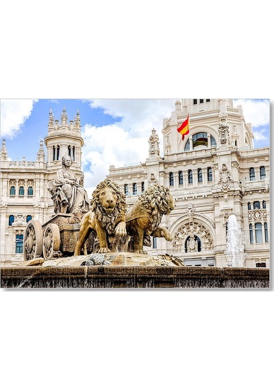 Cakasepetim İspanya Madrid Kibele Çeşmesi Aslan Görseli Ahşap Mdf Tablo