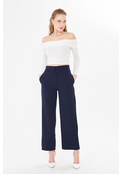 Sortie Collection Yüksek Bel Bol Paça Pantolon Lacivert