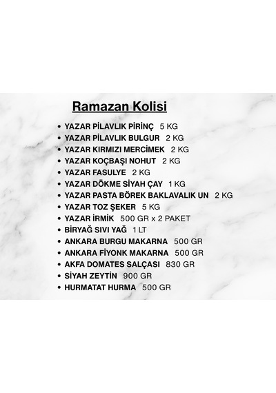 Yazar Ramazan Paketi 3 16 Parça 26,230 Kg