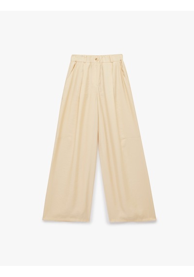 Koton Modal Kumaş Loose Fit Beli Lastikli Cepli Geniş Paça Baggy Pantolon Bej 6sak40200ew Ekru Koton Modal Kumaş Loose Fit Beli Lastikli Cepli Geniş Paça Baggy Pantolon Bej 6sak40200ew Ekru