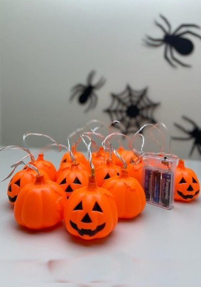 Beysüs Cadılar Bayramı Halloween Pilli Balkabağı Led 12 Li Turuncu