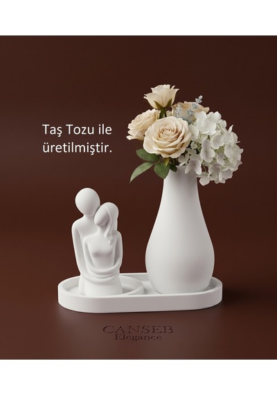 10cm Sevgili Biblo & 13cm Çiçek Vazosu - 17cm Tepsi - Üçlü Set 91599591