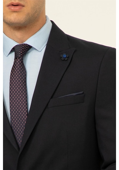 Süvari Lacivert Slim Fit Düz Sivri Yaka 6 Drop Klasik Takım Elbise