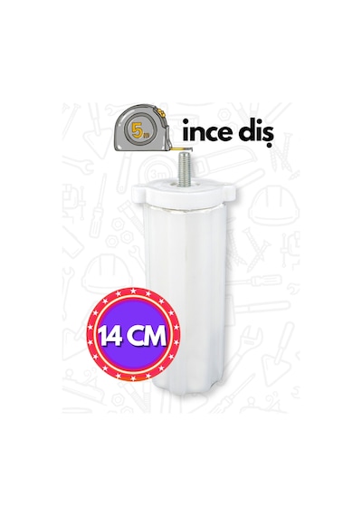 Gizli Orta Mobilya Kanepe Koltuk M8 Civatalı Orta Ayarlanabilir Destek Ayağı Beyaz 14 Cm - 18 Cm Beyaz