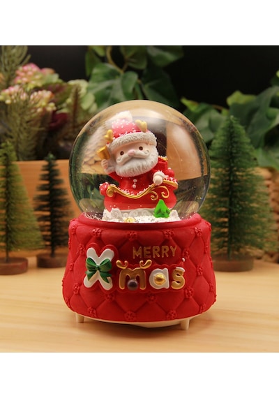 Yılbaşı Noel Babalı Kar Küresi Christmas Işıklı, Müzikli Ve Kar Motorlu Mega Boy Kar Küresi Premium