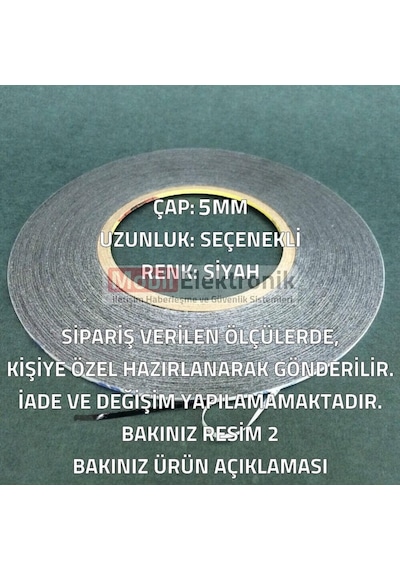 5 MM 1mt Çift Taraflı Bant Ekran Cam Kasa Kapak Tamir Bantı-siyah 1 Metre-Tamir Seti Hariç