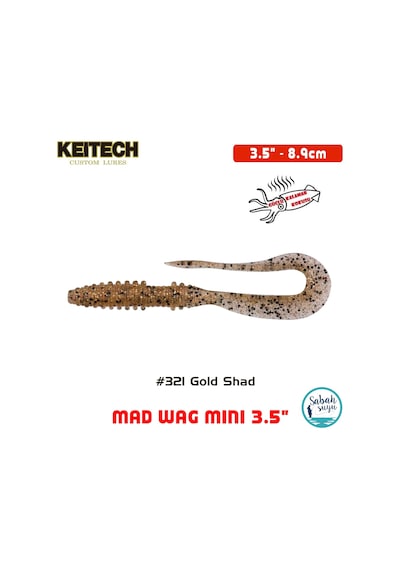 Keitech Mad Wag Mini 8.9cm (3.5") #321 Gold Shad Kokulu Silikon Kurt