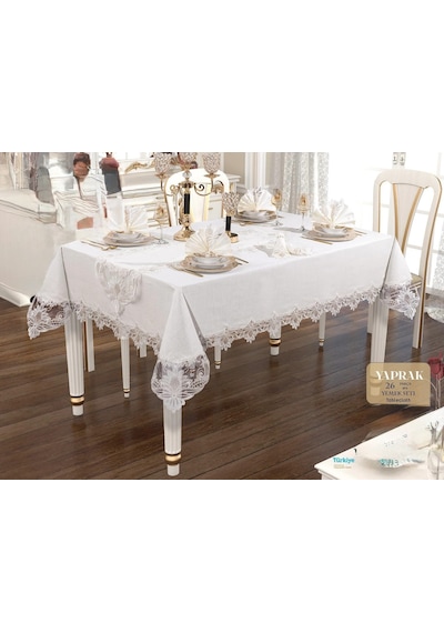 Fransız Dantelli Gardenya 26 Parça Yemek Takımı Yaprak