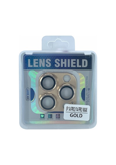 Nettech Apple Uyumlu iPhone 14 Pro Max Metalik Seri Kamera Cam Koruyucu - Gold