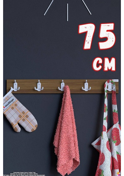 Arı 15 Kancalı Mutfak Askısı 3'lü Set 71,4x9,6 Cm - Şık Tasarım, Çok Amaçlı Düzenleyici Ve Yer Tasarrufu 75 Cm