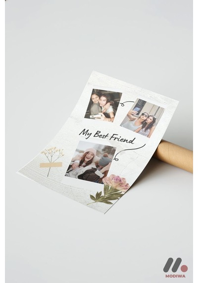 Kişiye Özel My Best Friend Fotoğraf Kolajı, Çerçevesiz Yüksek Kalite Duvar Afişi - Sevdiklerinize Öz