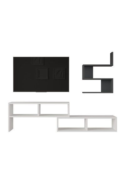 Robin Home Nexus Tv Ünitesi Tv Sehpası Raflı Beyaz-antrasit