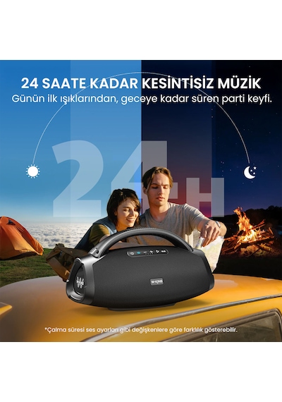 W-kıng X20s Bluetooth Hoparlör, 140w Rms Boombox Ultra Bass, 24 Saate Varan Çalma Süresi, Ipx7 Suya Dayanıklı, Kablosuz Stereo Tws, Powerbank/usb/tf/aux/otg/bluetooth 5.4, Ses Bombası Siyah