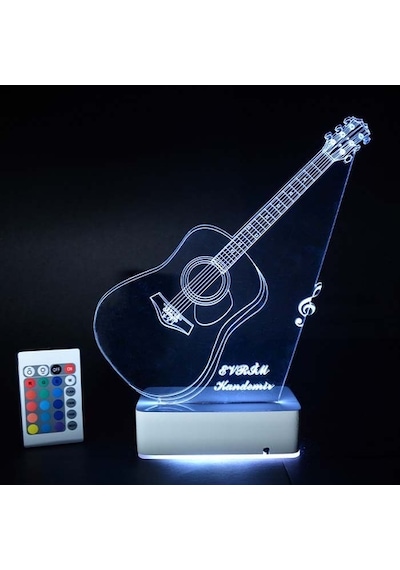 Özel Tasarım Akustik Gitar 3D Led Lamba