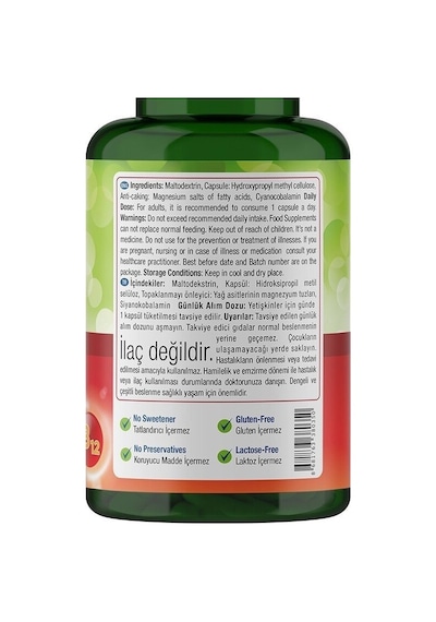 Natures Supreme Vitamin B12 1000 Mcg 100 Kapsül Aromasiz