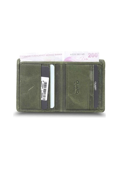 Guard Yeşil Tiguan Crazy Minimal Spor Hakiki Deri Erkek Cüzdanı P705 Yeşil