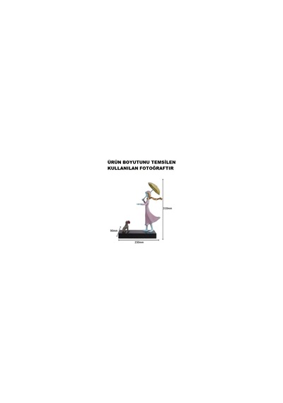Dekoratif Şemsiyeli Heykelcik- Mavi 230mm 90mm 310mm