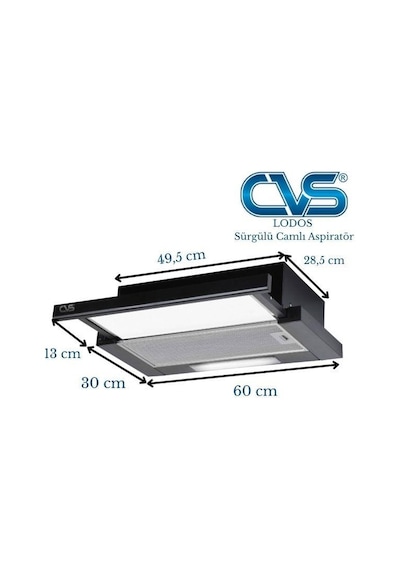 Cvs DN1147 Lodos Sürgülü Camlı Tek Filtre Aspiratör