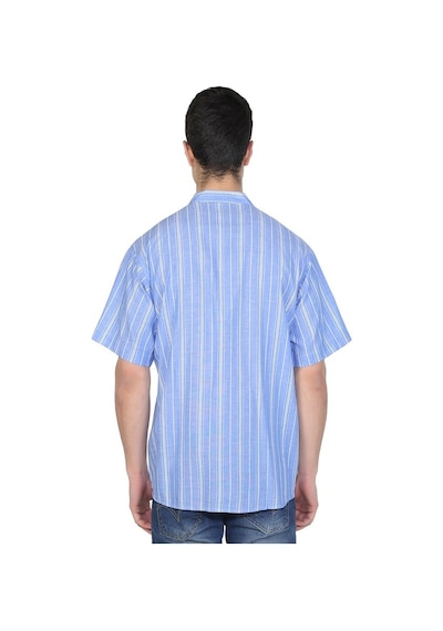 Kısa Kol Şile Bezi Hakim Yaka Erkek Tshirt Mavi Beyaz Çizgili 301