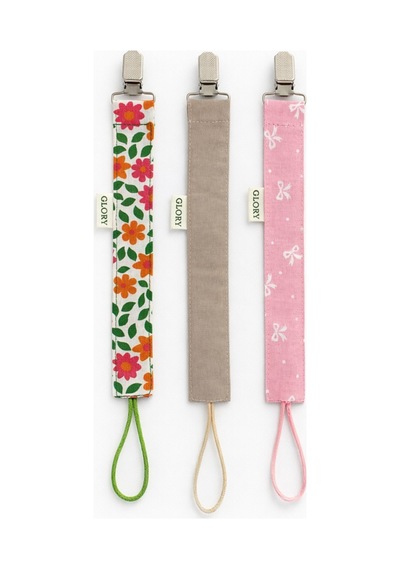 3lü Set Emzik Askısı Fiyonk Desen Kahverengi Çiçek Desen