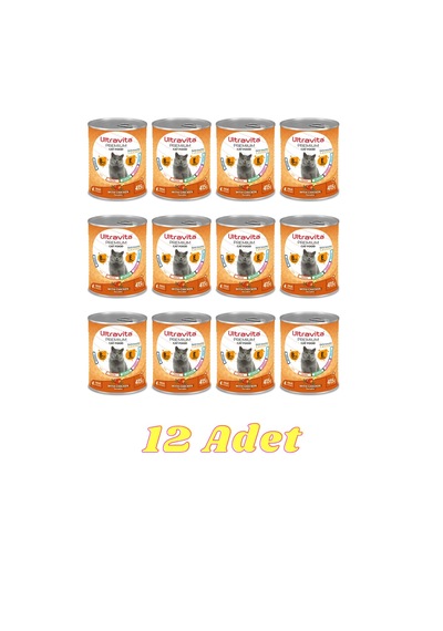 Ultravita Proteinli Tavuk Etli Konserve Yaş Kedi Maması 12 x 415 G