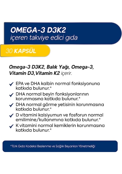 Dr. Henri Omega3 D3K2 EPA & DHA Takviye Edici Gıda 60 Kapsül