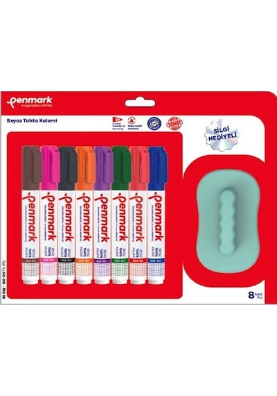 Penmark Beyaz Tahta Kalemi 8li Set ve Silgi Hediyeli HS-305-TKS-0