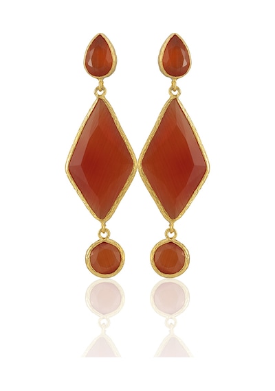 Kadir Jewellery 22 Ayar Altın Kaplama Kadın Sallantılı Küpe -el İşçiliği Ve Hipoalerjenik Küpe Kırmızı 12938175