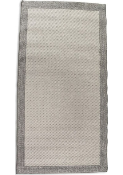 Derin Sisal Gri Çerçeveli Krem Zemin Jüt Sisal Dekoratif Kaymaz Taban Yıkanabilir Halı St06-980 Renkli