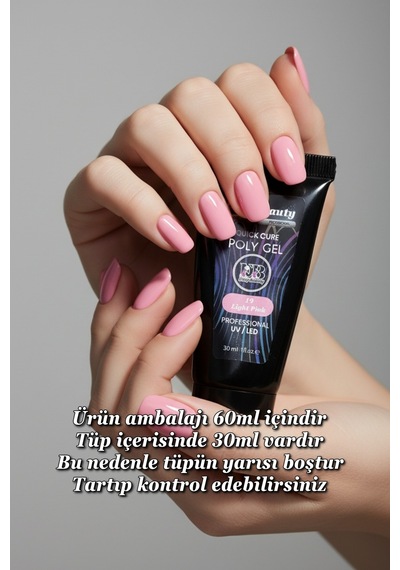 30ml Soft Pembe Protez Tırnak Jeli Poly Jel Evde Kolay Protez Tırnak Yap Polygel Polijel Poly Gel Soft Pembe