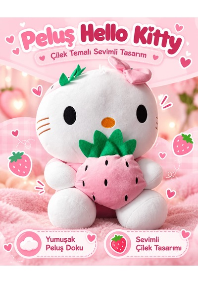 Oyuncak Hello Kitty Peluş Büyük Boy Yumuşak Sevimli Hediyelik Oyun Arkadaşı 40 Cm Pembe