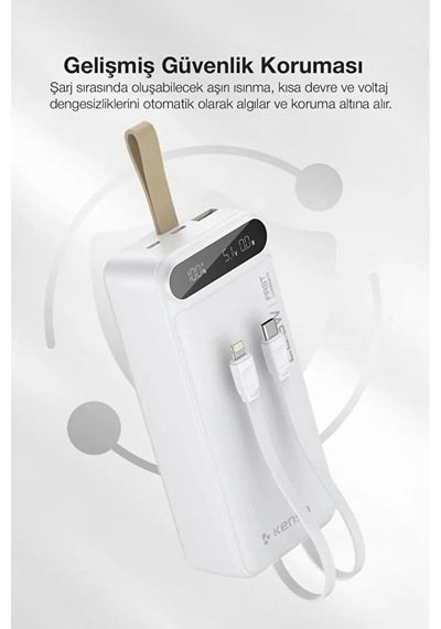 Hızlı Şarj Powerbank 30.000 Mah Taşınabilir Güç, Usb-c & Çift Çıkışlı Beyaz