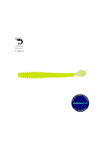 Silikon Kurt Yem - 2,2g 87mm - Fishack Wormix - Fluo Green