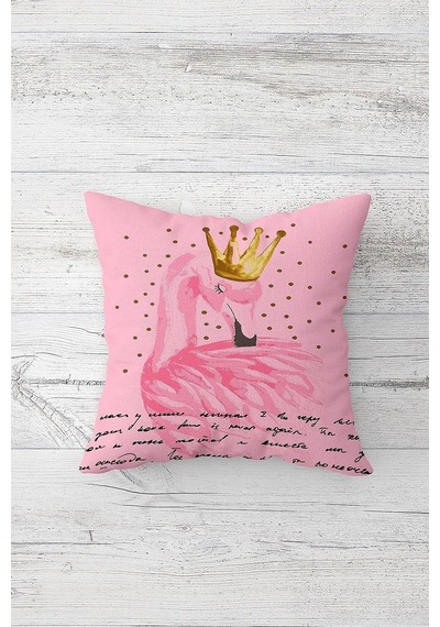 Pelangi Pembe Kraliçe Flamingo Çift Tarafı Baskılı Gizli Fermuarlı Yastık Kılıf Kırlent Koltuk Yastık Kılıfı, Pembe-siyah-gold 45 X 45 Çok Renkli