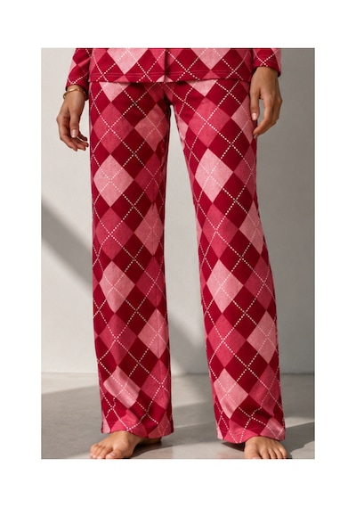 Fit Women Kadın Uzun Kol Pamuklu Kırmızı Pijama Takımı