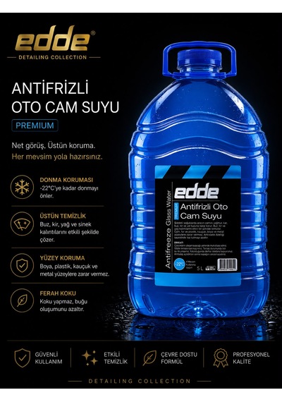 Edde Kışlık Parfümlü Oto Cam Suyu 5l Araba Araç Oto Antifrizli Silecek Suyu