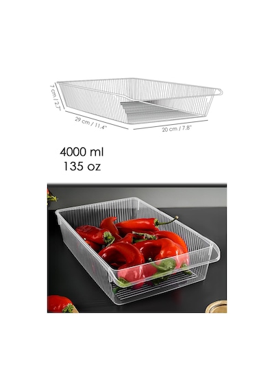 5 Adet Dolap İçi Buzdolabı Düzenleyici - Buzdolabı Organizer Sepet Meyve Sebze Saklama Kabı 4 Litre Şeffaf