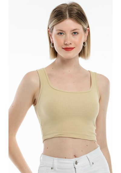 Kadın Crop Örme Atlet-tişort Spr21y19 001