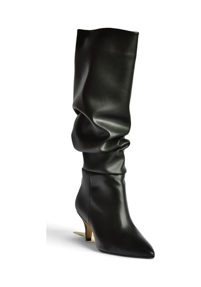 Fox Shoes Z965170409 Siyah İnce Topuklu Büzgülü Kadın Çizme