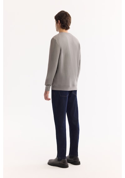 Avva Erkek Gri Bisiklet Yaka Pamuklu Bi-stretch Baskılı Regular Fit Sweatshirt A52y1325