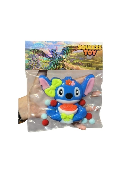 2 Adet Pembe Mavi Stitch Sukuşi Stres Atıcı Jel Yumuşak Mojmoj Squishy Stich Çok Renkli