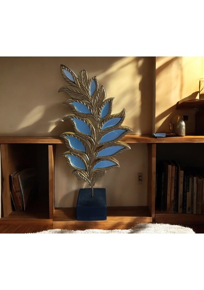 18cm-35cmlik Polyester,sarı Renk Yaprak Desenli Aynalı Biblo