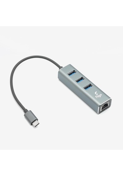Lexroo Type-c To Lan Ve 3x Usb Alüminyum Adaptör Gri