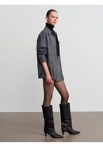 Dilvin 50534 Oversize Gömlek-gri Gri