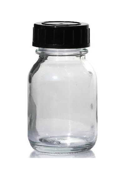 Şeffaf Cam Geniş Boyunlu Numune Şişesi 50 Ml