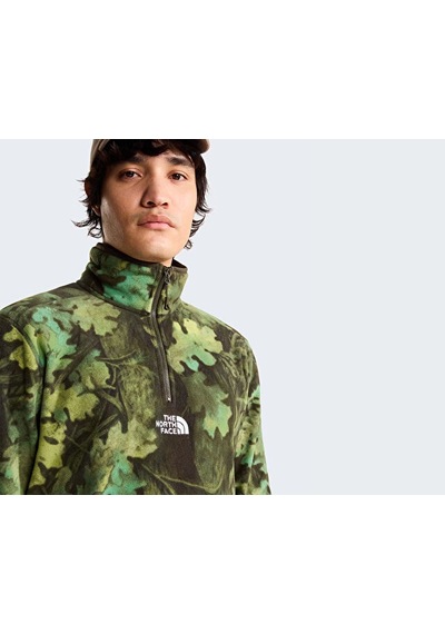 The North Face M Novelty Logo Glacıer 1/4 Zıp - Prınt Erkek Outdoor Çeyrek Fermuarlı Polar Üst Nf0a8jk8ss11 Yeşil