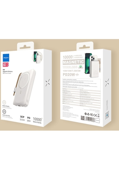 Rock P89 10.000 Mah 20w Magsafe Kablosuz Şarjlı Powerbank Siyah
