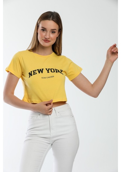 Kadın Newyork Baskılı Tişort Spr21y15 001