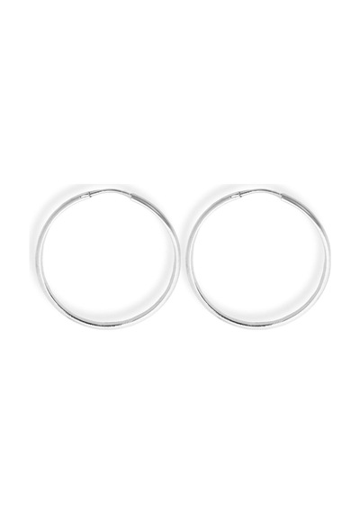 Oya Silver Oval Hatlı Yuvarlak Gümüş Halka Küpe 3.5x3.5cm-3mm Kalınlık 925 Ayar